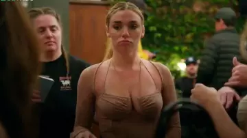 Milk + Honey LA Scarlet Mesh Corset Halter Top Bone worn by Audrey Lingle as seen in Vanderpump Rules (S12E08)