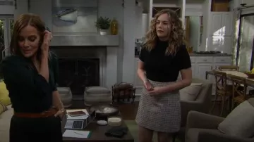 Theory Short Sleeve Combo Tweed Dress worn by Hope Logan ( Annika Noelle) as seen in The Bold and the Beautiful on January 22, 2026