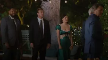 Doên Veda Bow-detailed Corded lace-trimmed Silk-charmeuse Midi Dress worn by Alice (Lukita Maxwell) as seen in Shrinking (S03E01)