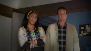 Theory Irving Black Multi Shade Flanella Standard Fit Shirt worn by Jimmy (Jason Segel) as seen in Shrinking (S03E01)
