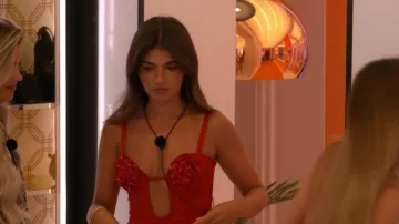 Murci Exclusive Rose Bust Ultra Mini Satin Dress worn by Helena Ford as seen in Love Island: All Stars (S03E14)