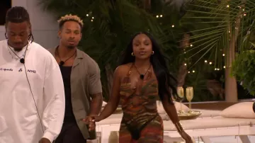 Jaded London Kaia Midi Dress with Wooden Trims worn by Whitney Adebayo as seen in Love Island: All Stars (S03E14)
