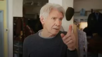 Paul Smith Grey Marl Cashmere Sweater worn by Dr. Paul Rhodes (Harrison Ford) as seen in Shrinking (S03E01)