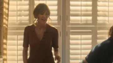 Frame Laddered Rib Short Sleeve Polo worn by Lori (Erinn Hayes) as seen in It's Not Like That (S01E02)