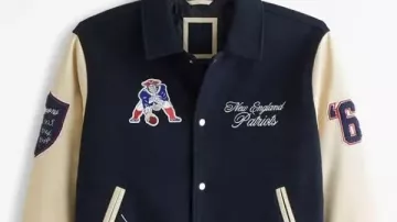 Veste Varsity des New England Patriots Navy et blanc cassé