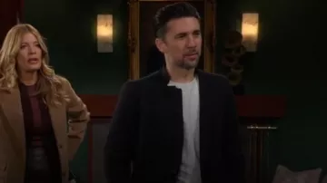 Veste à carreaux en mélange de lin La Haine Inside Us portée par Cane Ashby (Billy Flynn) telle que vue dans The Young and the Restless le 21 janvier 2026