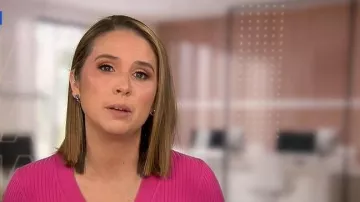 Sandro Gabrielle Rib Knit Cardigan worn by Elizabeth Schulze as seen in Good Morning America on January 29, 2026