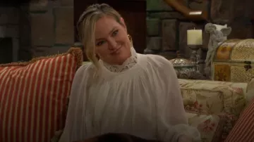 Soko Shujaa Mixed Media Frontal Hoop Earrings worn by Sharon Newman (Sharon Case) as seen in The Young and the Restless on January 21, 2026