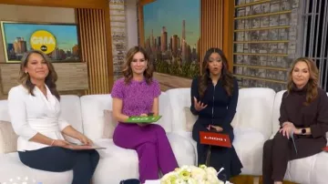 The Fold London Clever Crepe Belleville Top worn by Ginger Zee as seen in Good Morning America on January 30, 2026