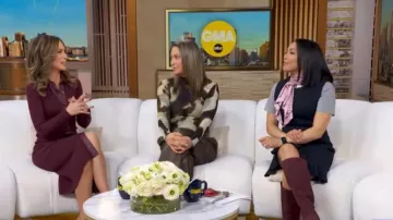 Toccin x RTR Variegated Rib Knit Leather Combo Dress worn by Rhiannon Ally as seen in Good Morning America on February 2, 2026