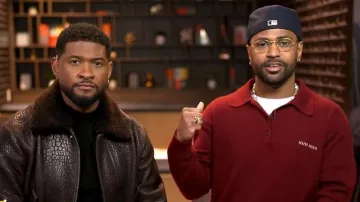 Miu Miu Polo-neck Intarsia Logo Sweater worn by Big Sean as seen in Good Morning America on February 2, 2026