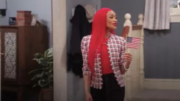 Tommy Hilfiger Open-front Fringe-trim Jacket worn by Denise (Tami Roman) as seen in The Ms. Pat Show (S05E06)