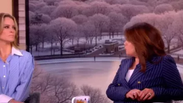 Chiara Boni La Petite Robe Goldas Pinstriped Double-Breasted Jacket worn by Ana Navarro as seen in The View on February 2, 2026