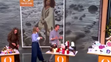 TWP Drawstring Denim Wide Leg Pants worn by Sara Haines as seen in The View on February 2, 2026