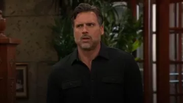 Faherty Legend Sweater Shirt - Heathered Black Twill worn by Nick Newman (Joshua Morrow) as seen in The Young and the Restless on January 30, 2026