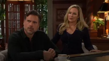 Autumn Cashmere Crystal-Embellished Knitted Cardigan worn by Sharon Newman (Sharon Case) as seen in The Young and the Restless on January 30, 2026