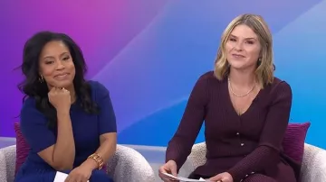 Boss Fadridi Rib & Pleated Midi A-Line Dress worn by Sheinelle Jones as seen in Today with Jenna & Sheinelle  on February 3, 2026