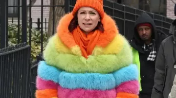 Carrie Preston Elsbeth S03 Multicolor Fur Coat of Elsbeth Tascioni (Carrie Preston) in Elsbeth (S03)