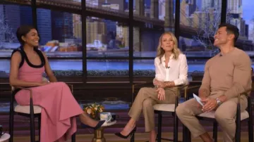 Vestido Diotima Basseterre llevado por Gabrielle Union visto en DIRECTO con Kelly y Mark el 3 de febrero de 2026
