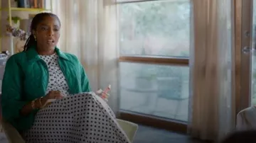 Ganni Polka-Dot Satin Corset Blouse worn by Gaby (Jessica Williams) as seen in Shrinking(S03E02)