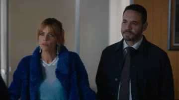 Theory River Jacket in Neoteric Twill in Dark Navy worn by Adam Karadec (Daniel Sunjata) as seen in High Potential (S02E12)