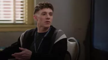 Mnml Striped Collared Cardigan Sweater worn by Jacob Hill (Chris Perfetti) as seen in Abbott Elementary (S05E13)