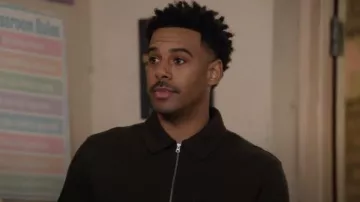 Cos Boiled-Wool Zip-upPolo Sweater worn by Tariq (Zack Fox) as seen in Abbott Elementary (S05E13)