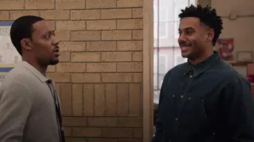 Isabel Marant Owenn Denim Overshirt worn by Tariq(Zack Fox) as seen in Abbott Elementary (S05E13)