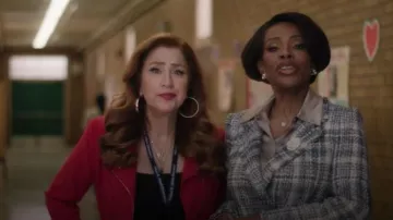 Generation Love Selah Crepe Moto Jacket worn by Melissa Schemmenti (Lisa Ann Walter) as seen in Abbott Elementary (S05E13)