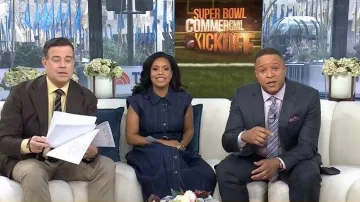 Robe en jean Cinq a Sept Karter portée par Sheinelle Jones telle que vue dans Today le 4 février 2026