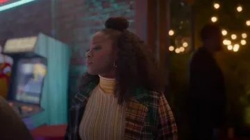 Current Mood Academy Punk Plaid Jacket worn by Izzy Letts (Jazz Raycole) as seen in The Lincoln Lawyer(S04E01)