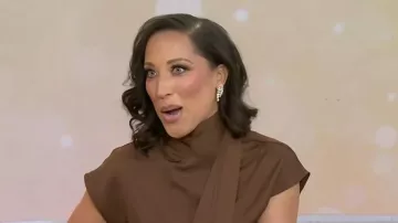 Edeline Lee Charmeuse Ribbon Neck Blouse worn by Robin Thede as seen in Today with Jenna & Sheinelle on February 5, 2026