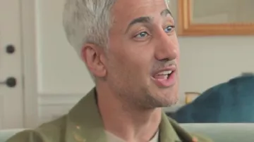 Queer Eye S10 Tan France Khaki Embroidered Shirt worn by Self - Fashion (Tan France) as seen in Queer Eye