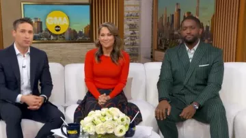 Lauren Ralph Lauren Belting Print Pleated Georgette Skirt worn by Ginger Zee as seen in Good Morning America on February 4, 2026