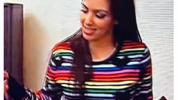 KUW The Kardashians S02 Kim Kardashian Rainbow Striped Shirt worn by Self (Kim Kardashian) as seen in Keeping Up with the Kardashians