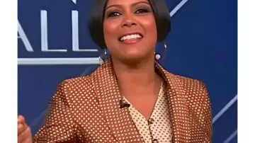 Tamron Hall Brown Polka Dot Wrap Blazer worn by Tamron Hall as seen in Tamron Hall