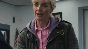 Tow 2026 Rose Byrne Grey Leather Jacket worn by Amanda Ogle (Rose Byrne) as seen in Tow