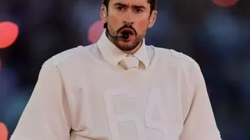 Bad Bunny Ocasio 64 Jersey of Bad Bunny in Bad Bunny Performs “Tití me Preguntó” at Super Bowl LX