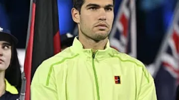 Carlos Alcaraz 2026 Australian Open Green Track Jacket in Carlos Alcaraz v Novak Djokovic Extended Highlights | Australian Open 2026 Final