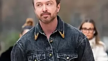 Aaron Paul Paris Fashion Week 2026 Denim Jacket in Aaron Paul ( Breaking Bad ) @ Paris Fashion Week 26 january 2026 show Schiaparelli couture