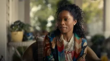 Farm Rio Chevron Forest Black Cardigan worn by Samira (Keke Palmer) as seen in The 'Burbs (S01E01)