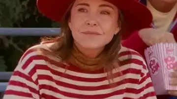 Shrinking S03 Christa Miller Red Striped Shirt worn by Liz (Christa Miller) as seen in Shrinking