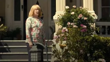 Tommy Hilfiger Floral Split-Neck Top worn by Lynn (Julia Duffy) as seen in The 'Burbs (S01E02)