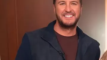 American Idol S24 Luke Bryan Navy Suede Jacket worn by Self - Judge (Luke Bryan) as seen in American Idol
