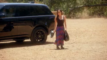 BA&SH Multicolor Chevron Pleated Midi Skirt worn by Kyle Richards as seen in The Real Housewives of Beverly Hills (S15E08)