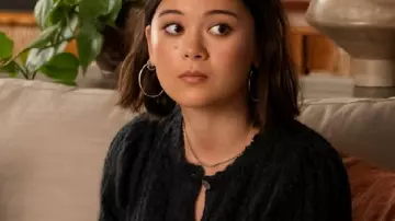 Shrinking S03 Lukita Maxwell Knit Cable Knit Cardigan worn by Alice (Lukita Maxwell) as seen in Shrinking