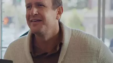 Shrinking S03 Jason Segal White Knit Cardigan of Jimmy (Jason Segel) as seen in Shrinking