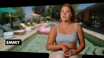 Aritzia Golden Butter Tumbler Bra Top worn by Emmy Sharpe as seen in Canada Shore (S01E04)
