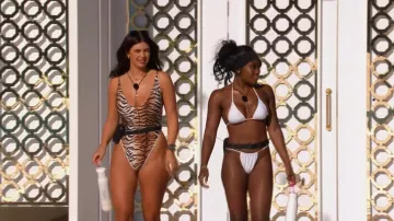 Asos Tiger Print Plunge Swimsuit worn by Belle Hassan as seen in Love Island: All Stars (S03E19)