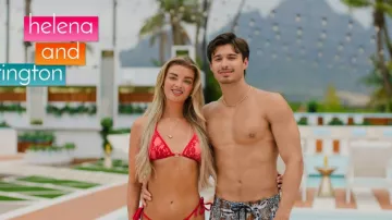 Shein Swim Women's Lace Up Halter Sexy Bikini 2 Pieces Swimwear Set worn by Helena Ford as seen in Love Island: All Stars (S03E21)